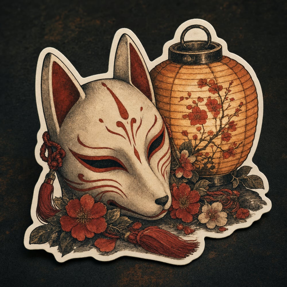 Kitsune Mask Sticker